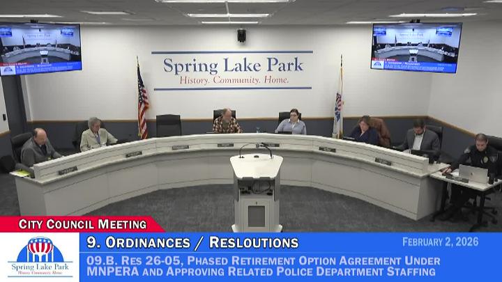 Thumbnail image for Spring Lake Park City Council Meeting 2/2/2026