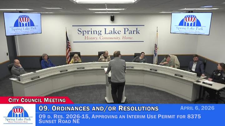 Thumbnail image for Spring Lake Park City Council Meeting 4/6/2026